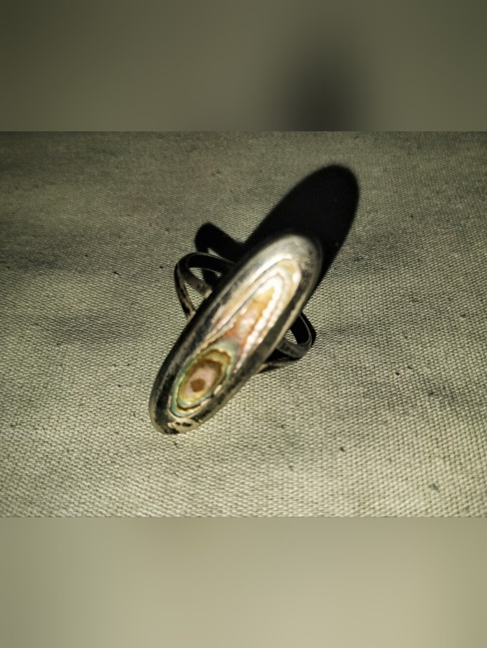 Vintage Bell and Maisels Sterling Abalone Statement Ring size 7